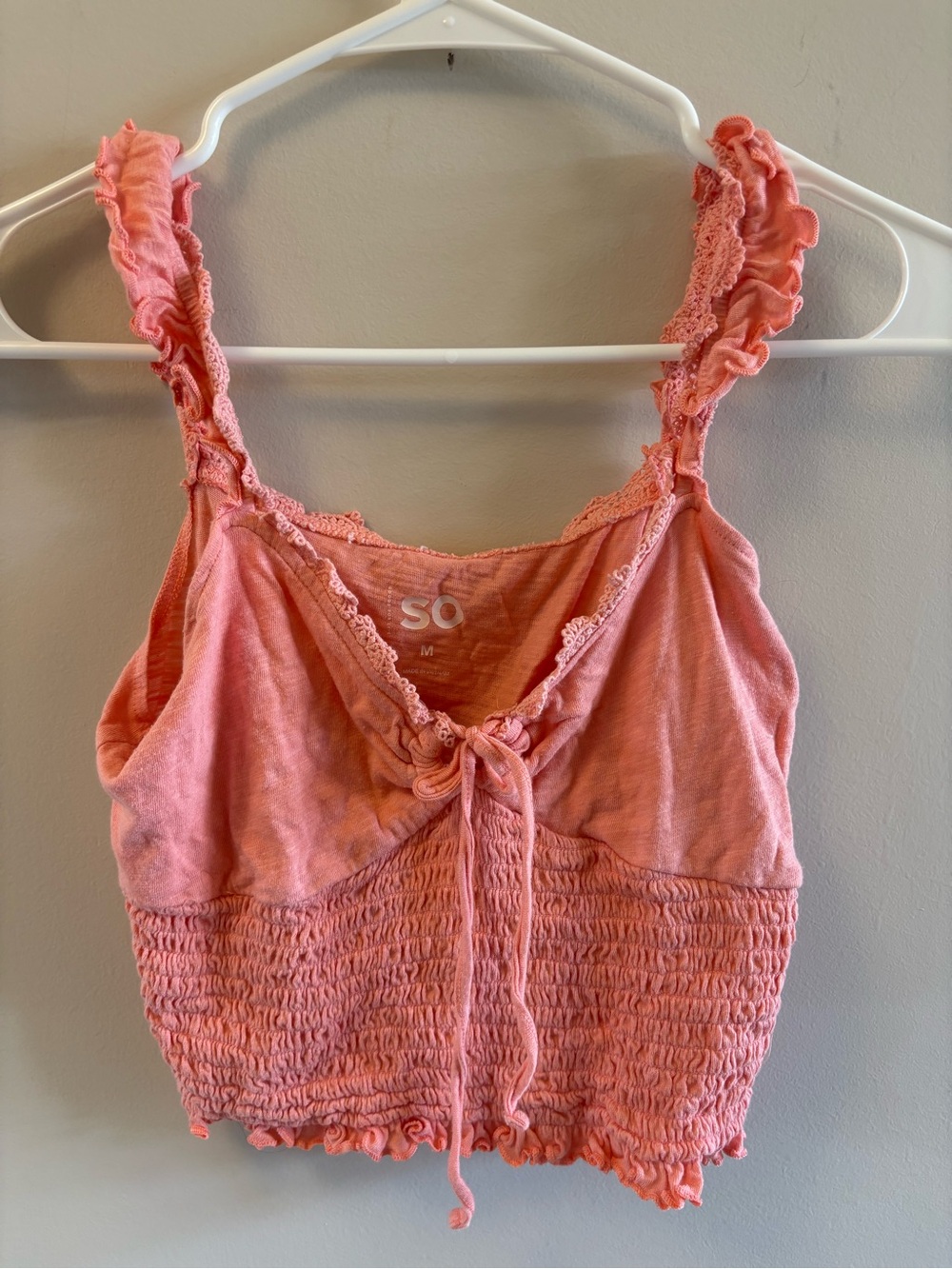 SO Coral Tie-Front Cropped Tank Top